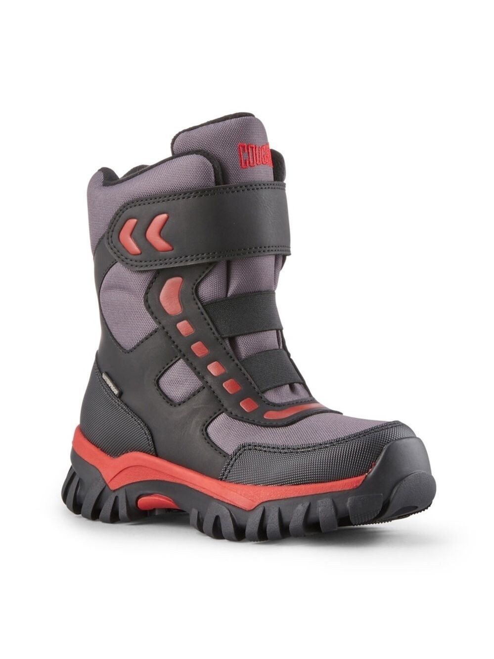 Size 2 Youth Cougar Kids Black and Gray Snow Boots